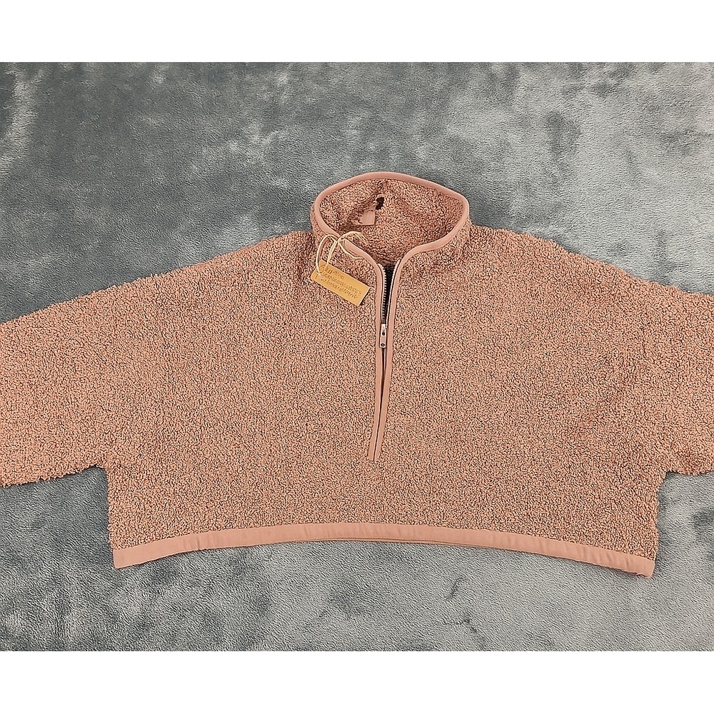 NWT Skims Cozy Knit Boucle Cropped Pullover in Rose Clay Women's Sz L/XL